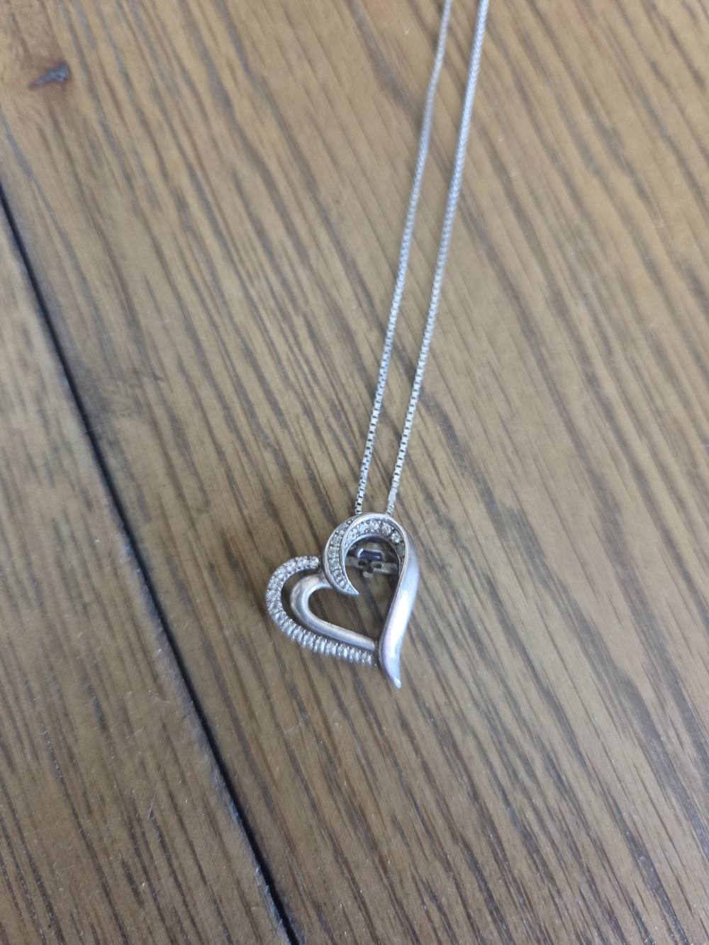Kay Jewelers Silver Heart Pendant Necklace with Sparkling Accents